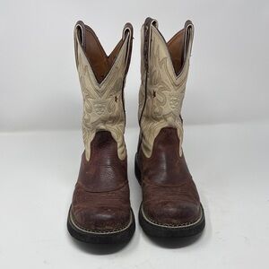 Ariat Tan and Brown Western Cowboy Boots Size 7.5 0069